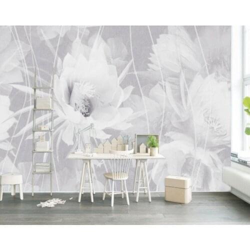 Nordic abstract white rose flower cement wall decoration background wall painting living room bedroom custom size 3d wallpaper