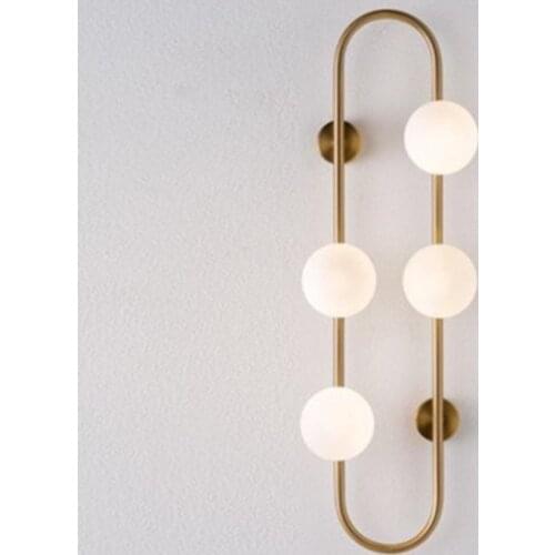 Nordic creative living room led wall lamp Concise TV background glass ball lamp paper clip design bedroom bedside wall lamp