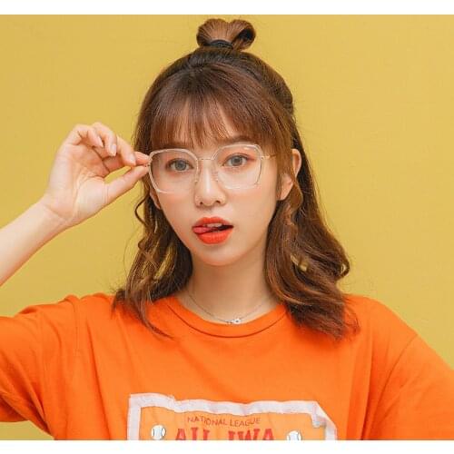 Veshoin Square Transparent Myopia Glasses Big Frame Female Korean Version of the Glasses Frame Trend Flat Mirror Myopia