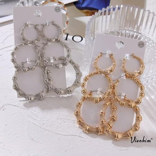 Vienkim Fashion Large Circle Hoop Earrings Gold For Women Round Earring Set Big Vintage Hoops Statement Ear Rings Party Jewelry