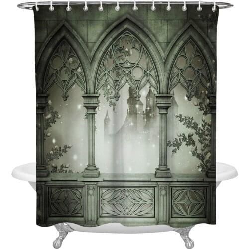 Waterproof Shower Curtains Flowers Walls Windows Leaves Building Shower Curtain Frabic Polyester Bathroom decor Curtain