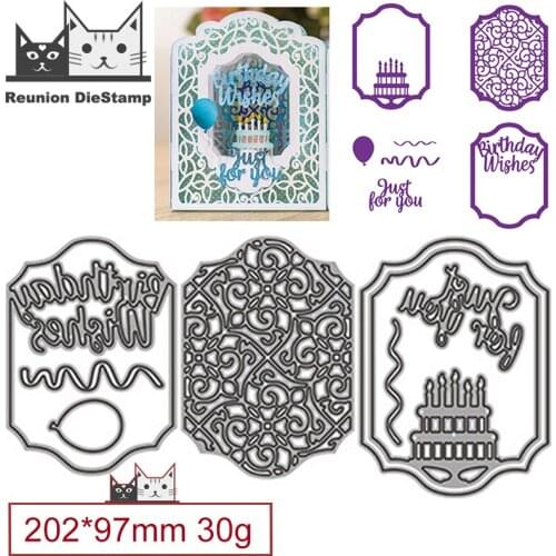 Cut Die Birthday Wishes Christmas Cake Frame Metal Cutting Dies DIY Scrapbooking Steel Craft Die Cut Embossing Paper Cards