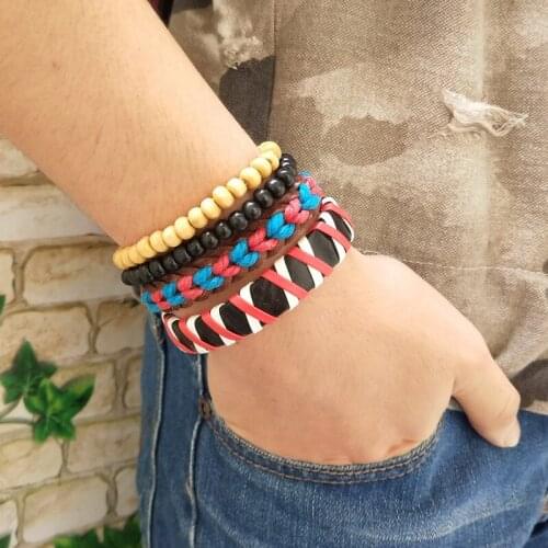 2019 New Bohemian Leather Bracelets Set For Women Hand-woven Charm Bangles Bracelet Femme Jewelry Wholesale and Dropshipping