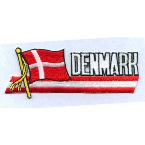Denmark Flag Embroidered Badges Made by Twill with Heat Cut and Iron On Backing Customized MOQ50pcs free shipping