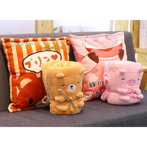1pc 40cm cartoon bear pig plush pillow cushion soft blanket stuffed toy girl boy creative gift