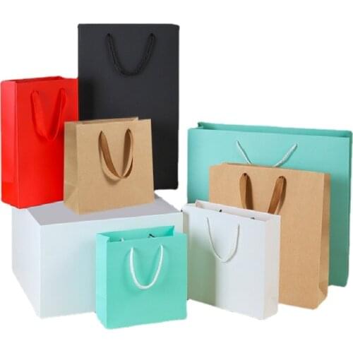 1pc Multisize DIY Multifunction Color Kraft Paper Bag with Handles Festival Gift Bag Shopping Paper Bags Clothes Gifts Packing