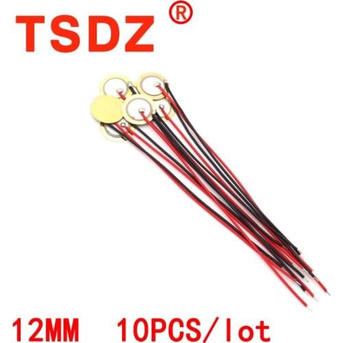 10 Pcs Piezoelectric Piezo Ceramic Wafer Plate Dia 12mm For Buzzer Loudspeaker Line Length 60 MM