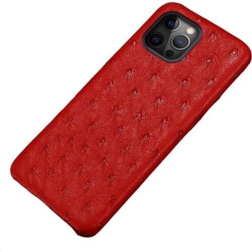 100% Original Ostrich Leather Phone Case for iPhone 12 Pro Max 12mini Luxury Cover FOR iphone 11 Pro Max XR XS Max 8 Plus 7 Plus