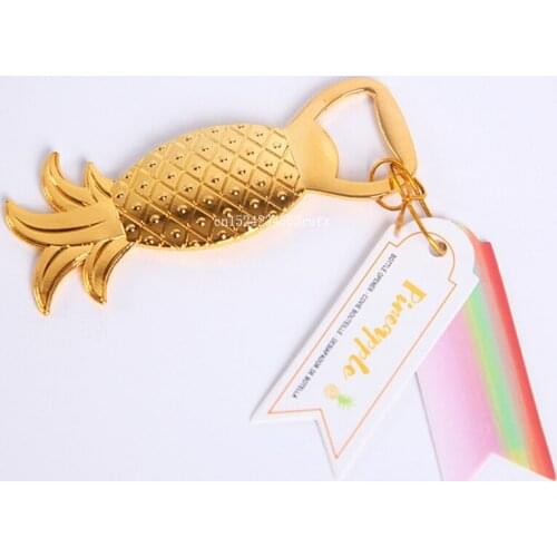 100pcs Pineapple bottle opener wedding gift golden alloy beer bottle opener bride and groom souvenir