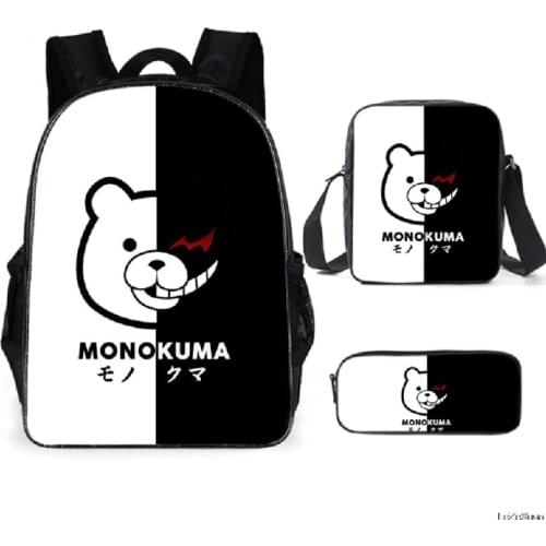 3Pcs Danganronpa Dangan Ronpa Monokuma School Bags For Students Best Gifts Children Cartoon School Bags Mochila Escolar