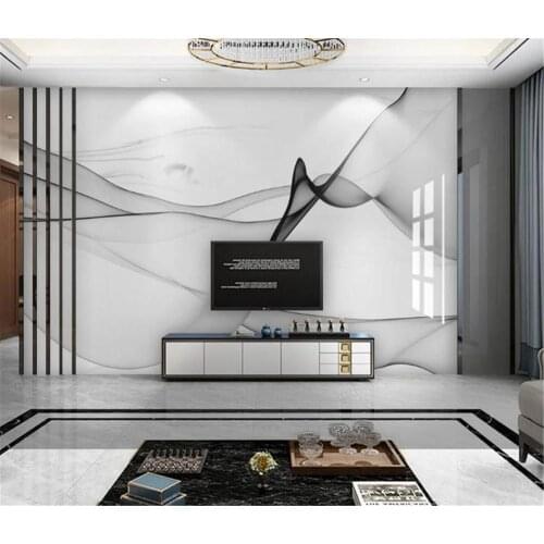 3D Wall Paper Home Decor Custom Modern minimalist abstract ink lines marbled TV background wall