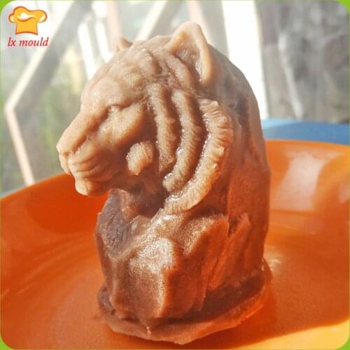 3D Tiger Head Silicide Mold Mousse Baking Cake Chocolate Ice Corite Drip Handmade Soap DIY