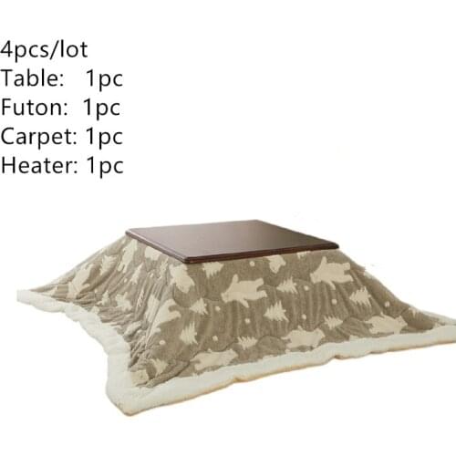 4pcs Heated Warm Kotatsu Set Table Futon Carpet Heater Japanese Style Furniture Wooden Tea Coffee Table Modern Nordic Design