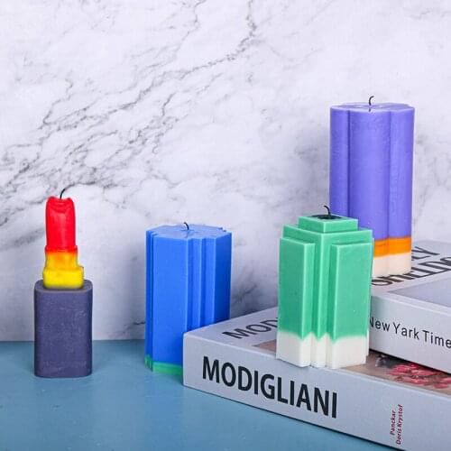 4 Mirror Lipsticks Geometric Clover Candle Epoxy Silicone Mold for DIY Handmade Aromatherapy Candle Ornaments Handicrafts