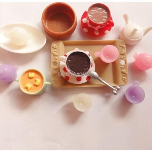 5pcs/lot new teapot/cup/plate/pallet/bowl/spoon etc mix solid tableware Resin Christmas Children Gift Home Decoration Crafts