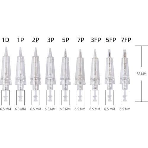 50pcs Disposable Permanent Makeup Cartridge Needles Bayonet Tattoo Gun 1RL/3RL/5RL for Digital Eyebrow/lips/eyeliner Machine