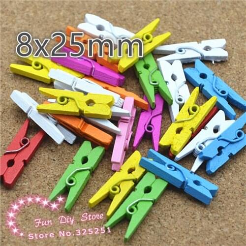 50pcs/pack Wholesale Price Cute colorful Wood Clip Mini Craft Pegs Cloth Photo Hanging Spring Clips pinch