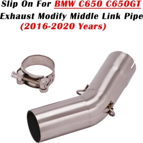51mm Slip On For BMW C650 C650GT 2016 - 2020 Motorcycle Stainless Steel Exhaust Escape Modify Middle Connect Link Pipe Muffler