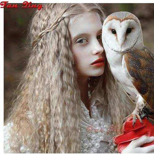 5D DIY Diamond Embroidery Pretty Girl And Animal Owl Diamond Painting Cross Stitch Full Drill Mosaic Decoration