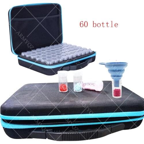 60 Bottles Diamond Painting Box Tool Container Storage Box Carry Case Holder Hand Bag ZipperDiamond Cross Stitch funnel