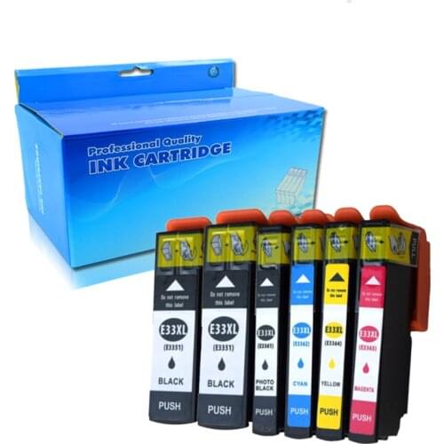 6PK NON-OEM T3357 T33XL Ink Cartridges Compatible For Epson Expression XP-635 Printers T3357 T3351 T3361 T3362 T3363 T3364