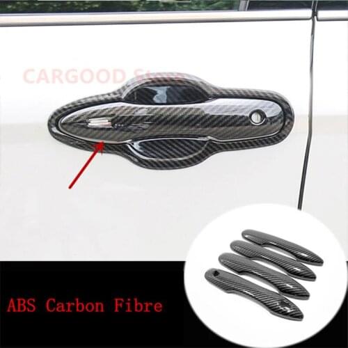 ABS Carbon fibre For Toyota Camry 8th 2018 2019 Car Exterior Door Handle Grab Cover Trim Sticker Car styling Accessories 4pcs