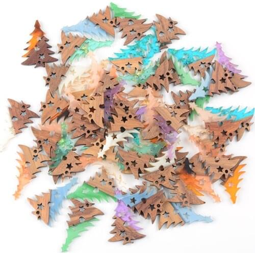 10PC Christmas Tree Earrings Accessories Natural Wood & Resin Splicing Hand Made DIY Making Charms Jewelry Findings & Components