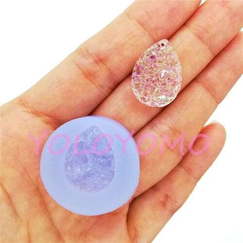 B339YL 19.6mm x 14.2mm Crystal Water Drop Earrings Silicone Mold Resin Art Jewelry Necklace Pendant Making Fondant Decoration