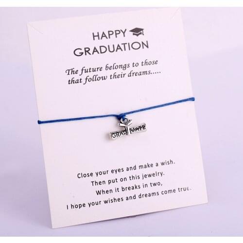 Graduate Graduation Charm Bracelets Trencher Cap Square College Cap Diploma Rope Chain Jewelry Friendship Gift Drop Shipping