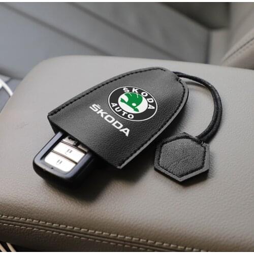1Pcs PU Leather Car Key Case Key Dustproof Accessories For Skoda Octavia Rapid Fabia Kodiaq Karoq Superb Kamiq Scala