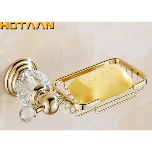Gold Color Crystal Brass Ceramics Bathroom Accessories Soap Dishes/ Soap Holder/Soap Case Home Decoration Useful For Bathroom