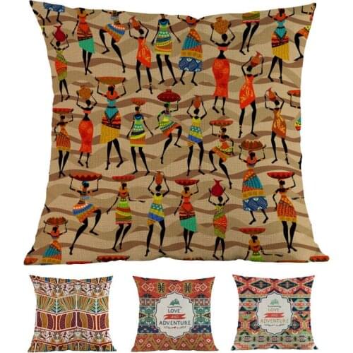 African National Style Figure Geometry Pattern Throw Pillow Case Home Room Sofa National Character Decorative Cushion Cover