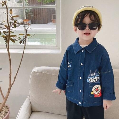2021 Autumn/Winter Cartoon Children Korean Printed denim Coat boy jacket denim jacket