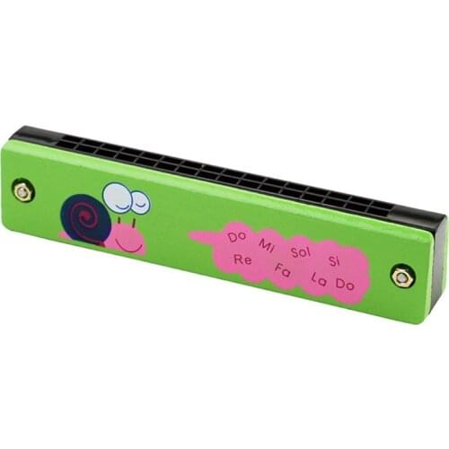 Double-Row 16 Hole Wooden Color Harmonica for Beginner Students Kids A9LD