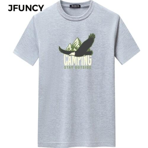JFUNCY Oversized Short Sleeve Men T Shirt 2021 Summer Soaring Eagle Print Casual Loose Male Tees Tops Multicolor Man Clothes