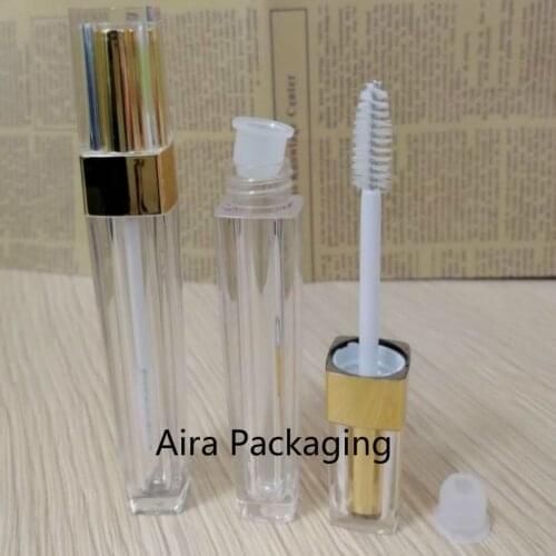 Hot Sale Top Grade Empty Mascara Tube Plastic High-end Eyelashes Cream Storage Bottle Clear Square Mascara Tube 40pcs/lot