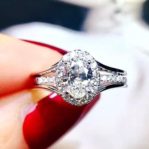 Huitan Aesthetic Women Finger Rings Wedding Engagement Bands Jewelry Oval White Zirconia Silver Color Elegant Bridal Trend Rings