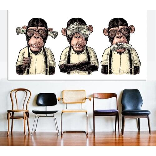 Three Monkeys Art Wall Pictures For living Room Three Monkeys Street Art Canvas Paintings Wall Posters Prints Home Decoration