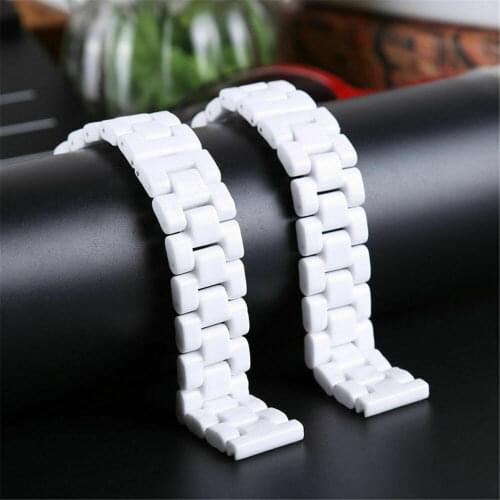 20mm 22mm For Samsung Galaxy 42mm 46mm Ceramic Bracelet Butterfly Clasp Watch Band Straps Double Folding Clasp Wrist Band Loop