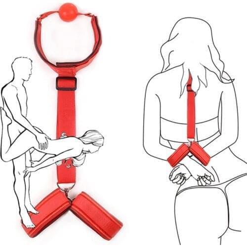 Mouth Gag BDSM Bondage Set Flirting Handcuffs Neck Ankle Erotic Adult Games Sex Toys For Couples Women Slave Bondage Restraints