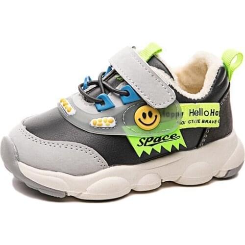 CUZULLAA Children Autumn Winter Sneakers with Fur Kids Casual Sports Shoes Baby Comfortable Breathable Non-Slip Boy Girl Shoes