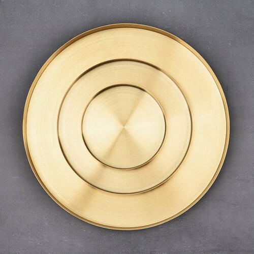 3 Size Round Golden Tray Food Jewelry Display Tray Ring Necklace Storage Pan Home Tea Tray Organizer