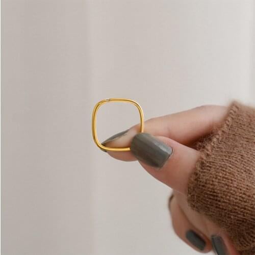 RHYSONG Fashion Stainless Steel Square Ring With Zircon Cute Nail Anillos For Women No Fade Index Middle Finger Gold Jewelry J38