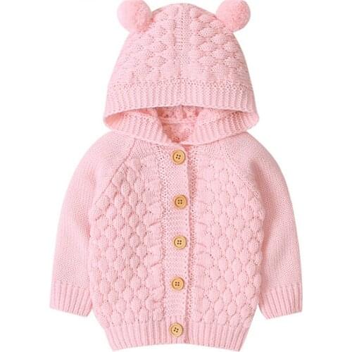 Fashion Baby Girls Boys Long Sleeve Button Solid Hoodied Knitting Autumn Winter Coat Casual Tops outfits 0-24M
