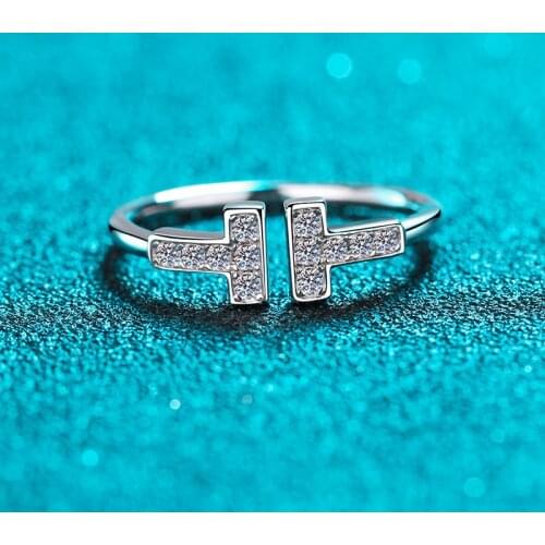 Moissanite ring can be adjusted classic wedding bridal anniversary high quality 0.18 carat CT 925 sterling silver ring