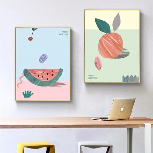 Cartoon Fruits Canvas Painting Watermelon Prints Colorful Poster Canvas Print Painting Wall Art Living Room Home Decoration
