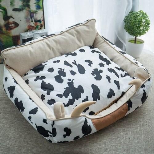 Cartoon Pet Kennel House Soft Detachable Dog Bed Cat Litter Nest Pet Sofa For Small Medium Dog Chihuahua Teddy Mat Puppy Cushion