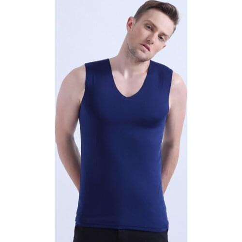 Mens Underwear Tank Top 2021Summer New Undershirts Ice Silk Elastic V-neck Gymclothing T-shirt Mens Sleeveless Vest