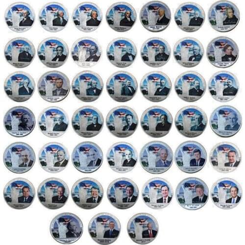 All US 45 Presidents Silver Plated Commermorative Coin Sets In Album US Challenge Coin Trump Biden Souvenir Collectible Gift