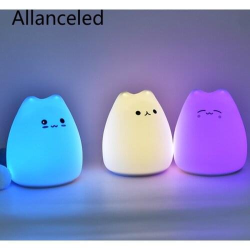 Hot Sale 7 Color Luminaria Silicone Changing LED Night Light Dream Cute Cat Night Lamps For Kids Decorate Desk Lights Gift